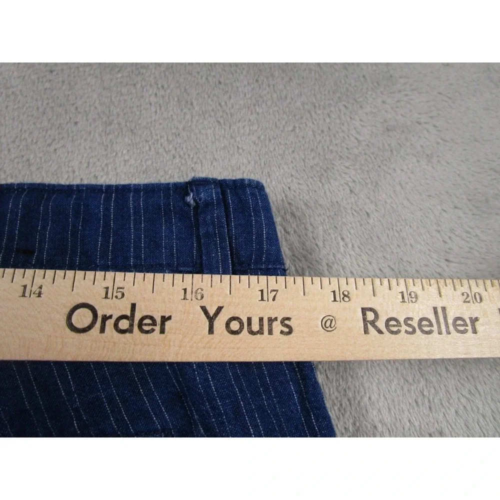 Banana Republic Shorts Mens 35‎ Blue Linen Blend Striped Chino Pockets